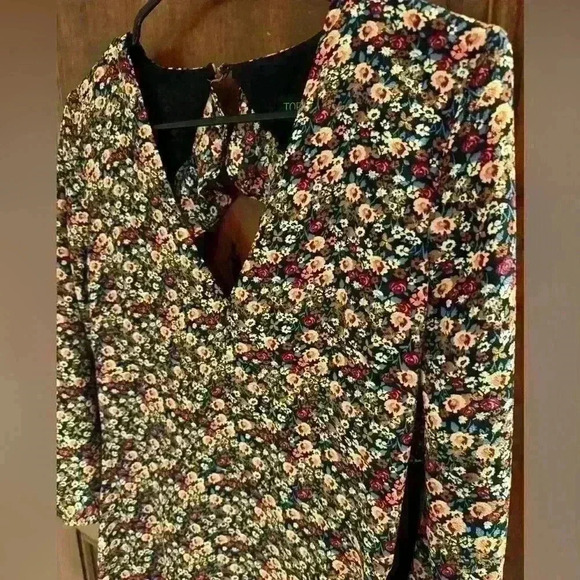TOPSHOP Floral Long Sleeve Mini Dress size 6 - Picture 7 of 8